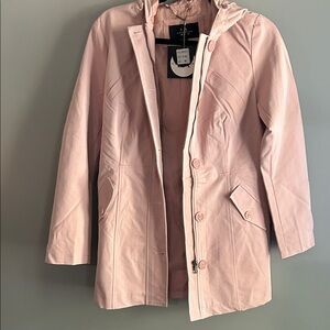 LA Coalition Elegant Pink Hooded Trench Coat